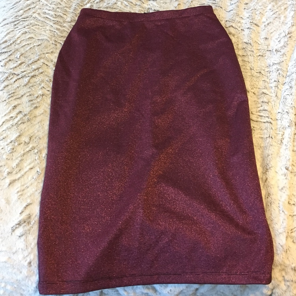 Pink Metallic Pencil Skirt